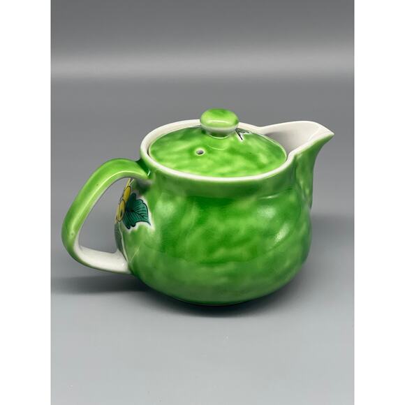 Kyusu KUTANI YAKI WARE Teapot Hand paint Yoshidaya Flower Bird Japanese ~READ~ - Picture 2 of 12